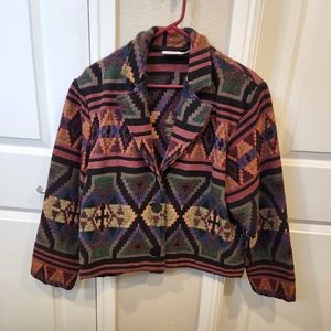 Vintage 🍁 Carolina Blues Aztec Blanket Jacket Sz L